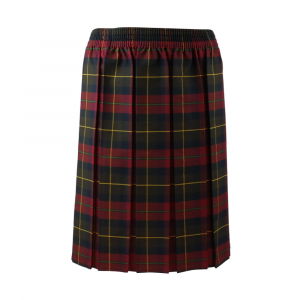 Maroon Tartan Box Pleated Skirt