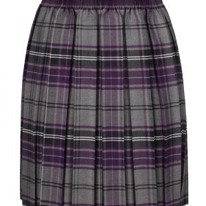 Purple & Grey Tartan Box Pleated Skirt